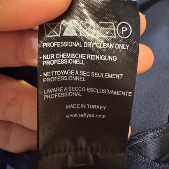 Safiyaa One Shoulder Blue Satin Gown Dress Size 4 Formal Gala Glam Elegant - Picture 9 of 10